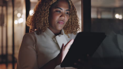 black woman with tablet for research