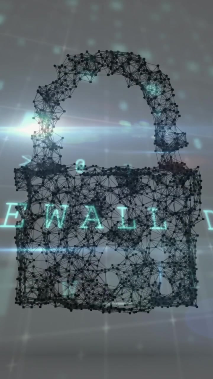 Animation of scanning, numbers and online security padlock