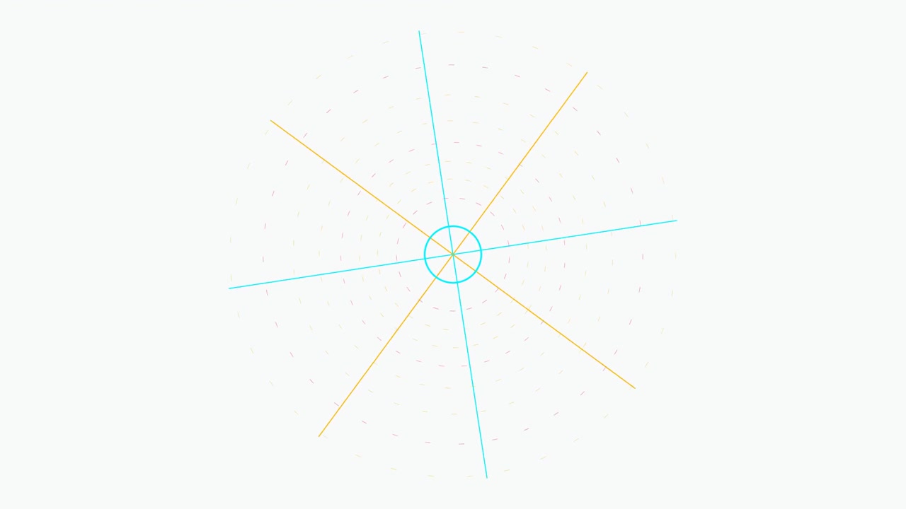 Abstract Motion Graphic of Rotating Radial Lines and Concentric Circles