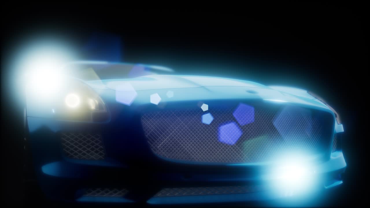 coche deportivo de lujo en un estudio oscuro con luces brillantes