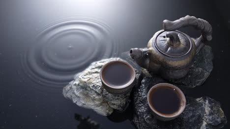 traditional tea ceremony world of chinese culture, teapot and tea cup set, inviting warmth and relaxation.