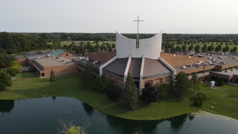 bethesda christian church, sterling heights, michigan, usa, aerial drone view