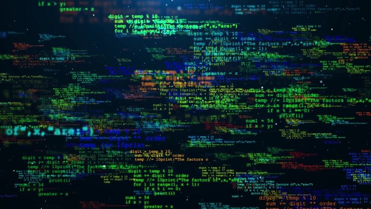 4k animation of source code data scrolling program code hacking process hacker display glich pixel