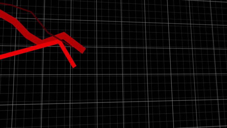 Red graphs moving against black background