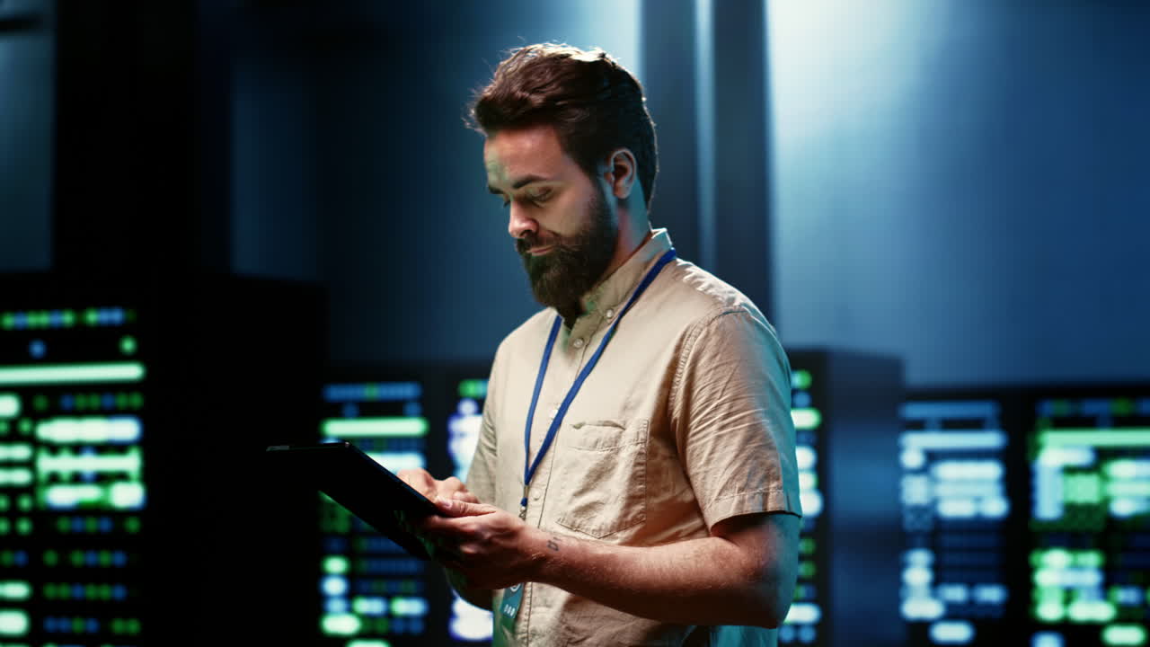 ingeniero haciendo monitoreo en el centro del servidor