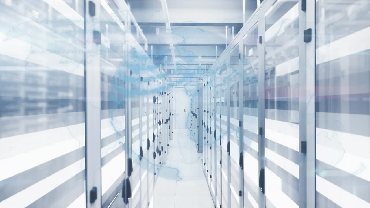 анимация белых троп и глобуса над серверной комнатой