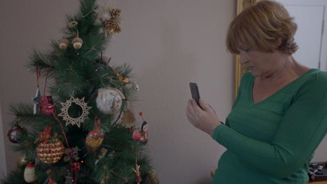 Woman taking photo of Christmas tree