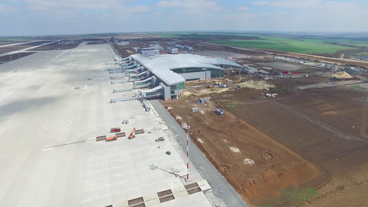 공항 건설 현장 공중 사진