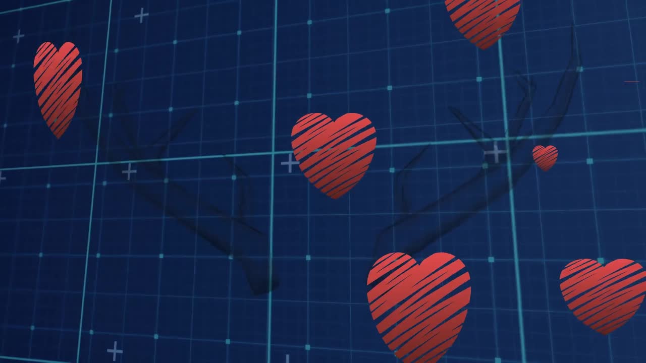 animación de los iconos del corazón sobre el cuerno