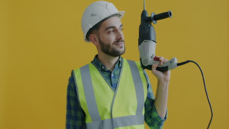 construction worker with drill