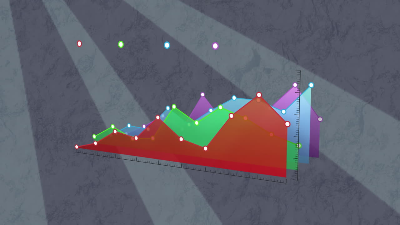 animación de las estadísticas y el procesamiento de datos sobre las rayas púrpuras
