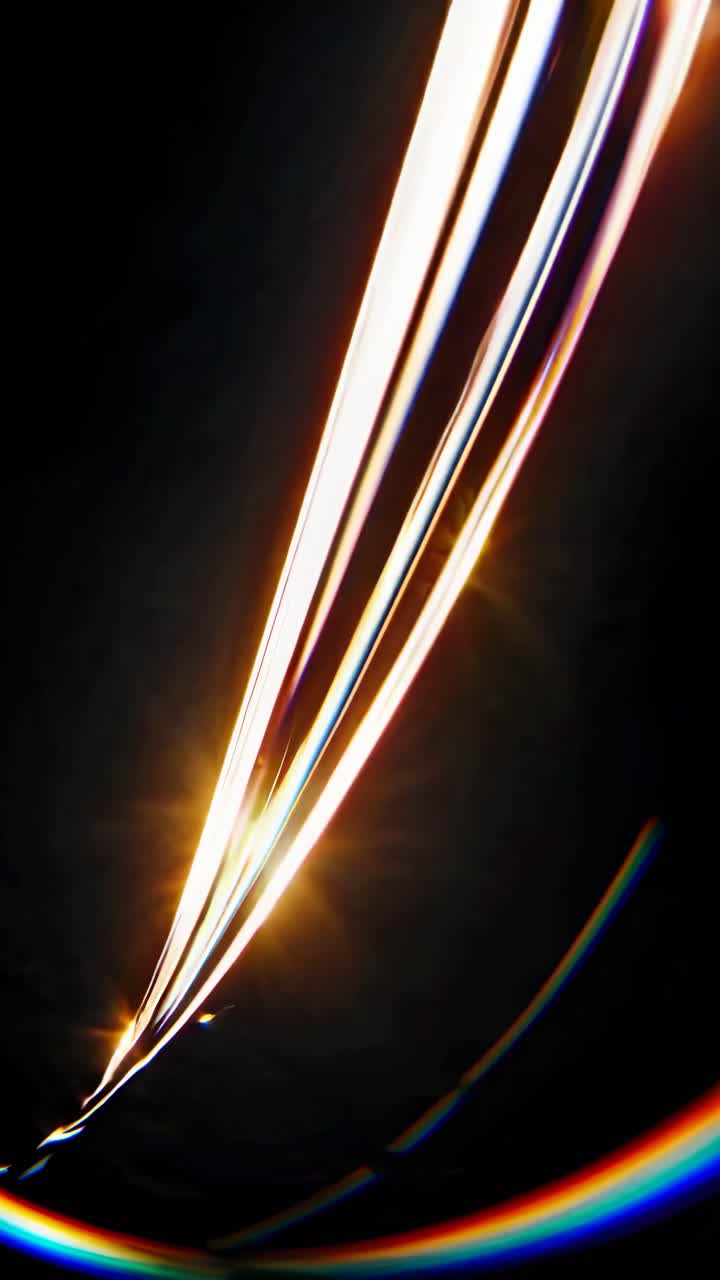 Abstract light streaks in a dark setting, captured from a low angle, evoke a dynamic, futuristic