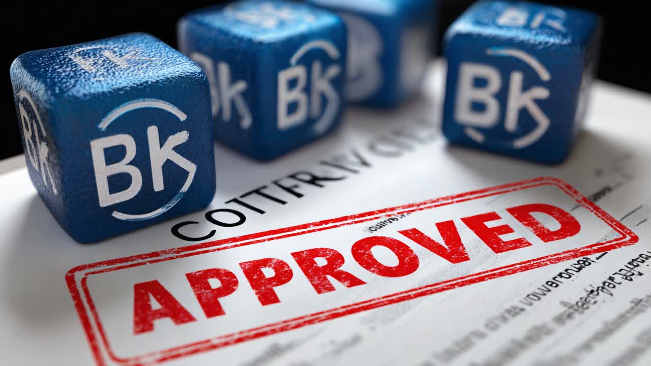 A Close-up View of Blue Approval Blocks Stamped with 'Approved' on a Document, Highlighting Success and Validation in a Business Context