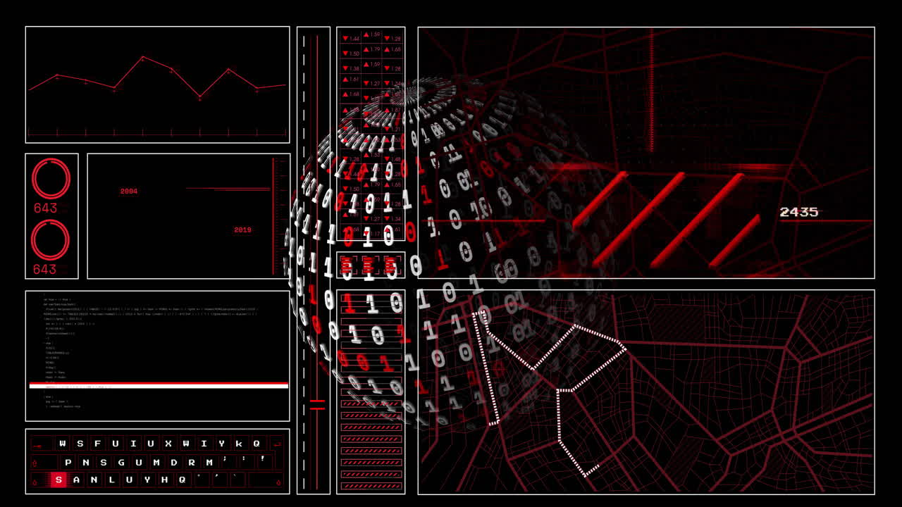animación del procesamiento de datos de codificación binaria en todo el mundo