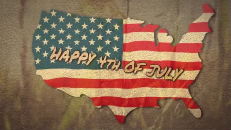 independence day text over us map against grass in the background