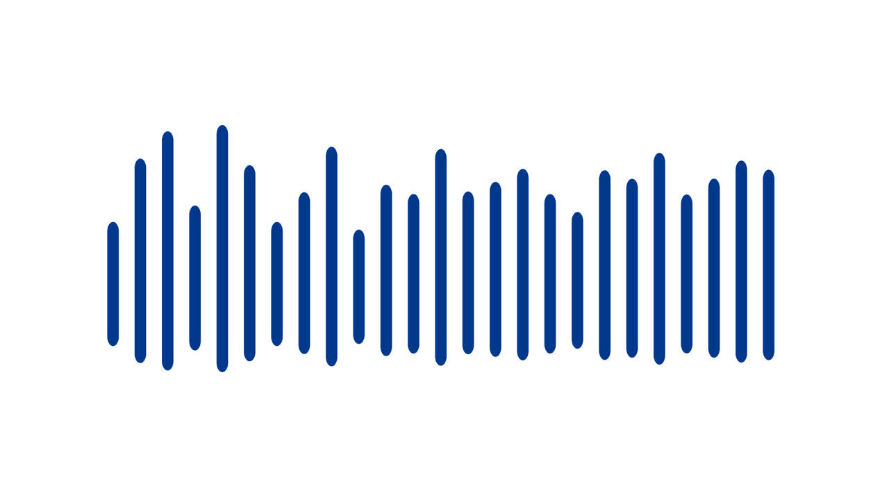 Blue Audio Equalizer Sound Wave Animation on White Background