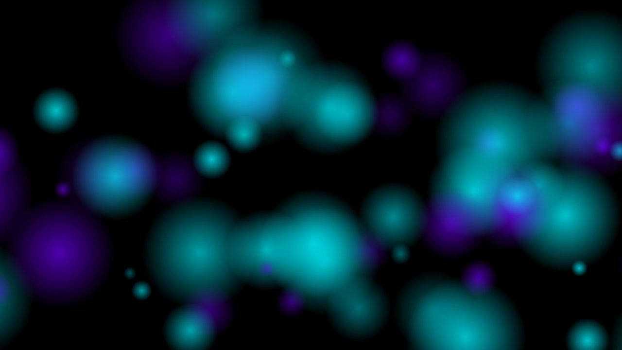 Abstract Motion Background with Floating Teal and Purple Bokeh Orbs