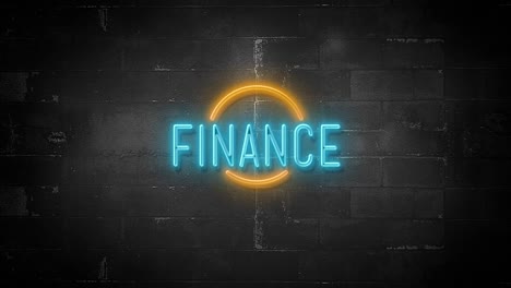 finance message on flickering neon sign in 4k resolution