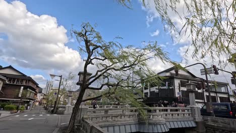 clouds moving over a peaceful town square