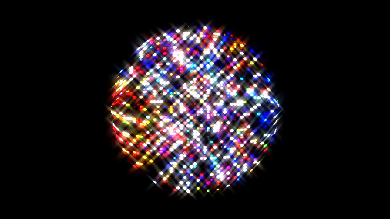 animación de giro suave girando coloridas formas de luz parpadeante, sobre un fondo negro