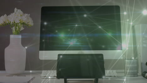 태블릿과 tv를 통한 연결 네트워크의 애니메이션