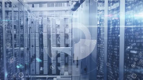 icons and computer servers generate data processing, connections and digital interface concept