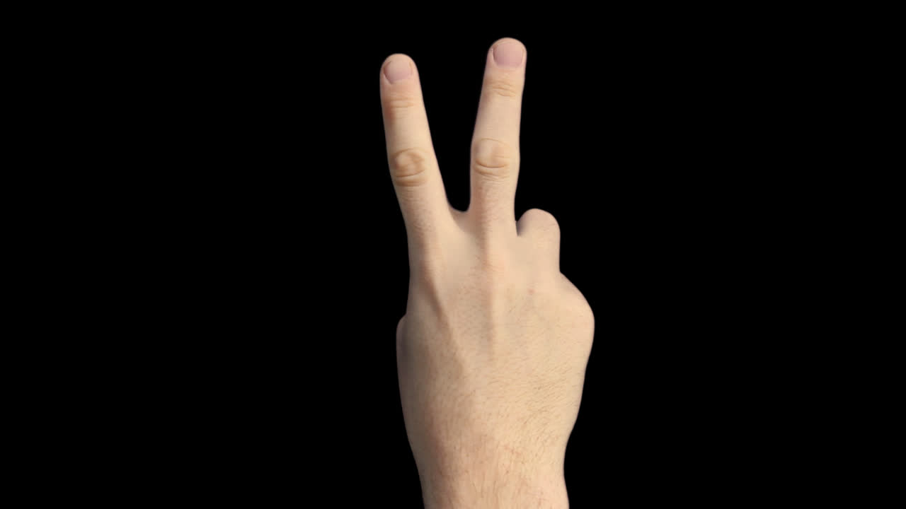 Mano umana che fa il segno della pace o della vittoria