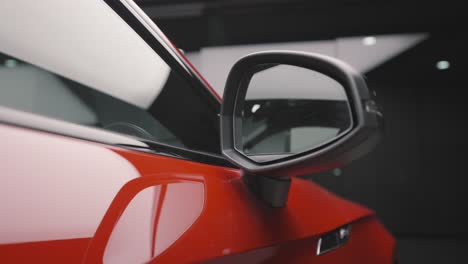 close-up of a red car side view