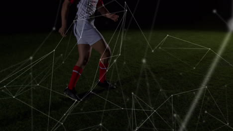 animation of networks of connections over football player