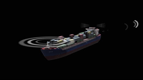 container ship with tracking signals
