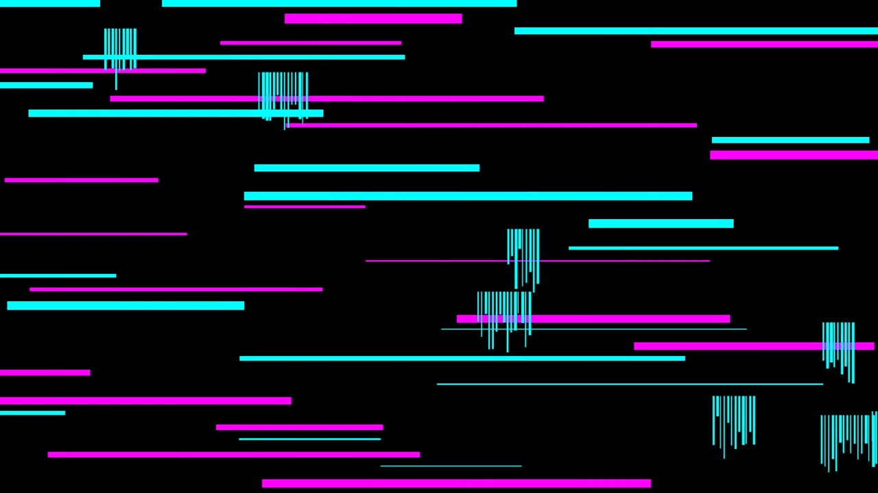 Abstrakter digitaler Glitch-Hintergrund mit Neonlinien und Quadraten