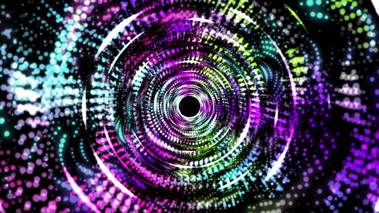 Túnel futurista multicolorido. Padrão abstrato. Loop contínuo 4K renderizado em 3D