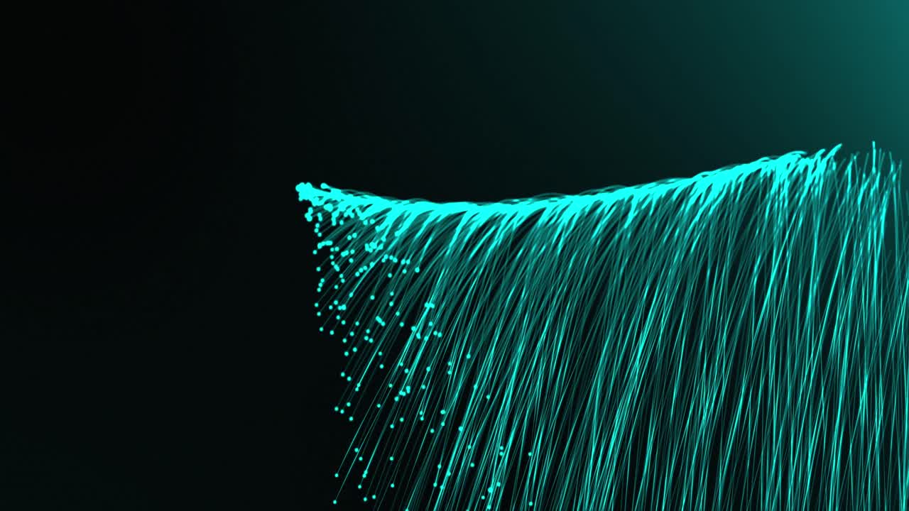 Blue light trails melting against against black background