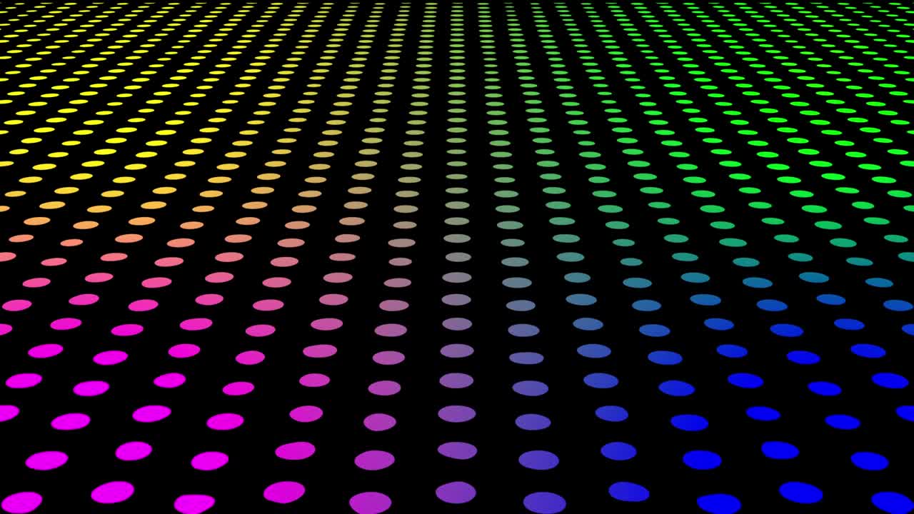 sfondo nero con cerchi di colore blu, fucsia, giallo e verde