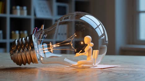 Woman Figure Inside Light Bulb