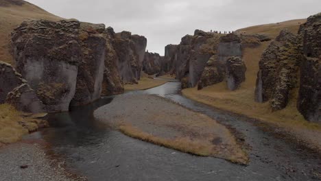 Cinematic-aerial-flyover-of-stunning-Icelandic-canyon