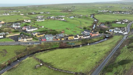 drone overview of doolin village west of ireland on a autumn day