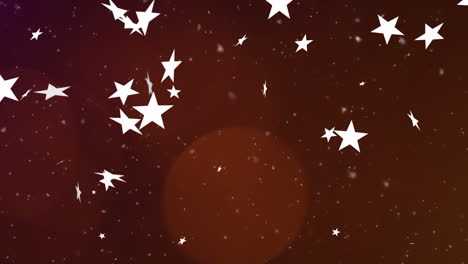 animation of christmas stars falling over burgundy background