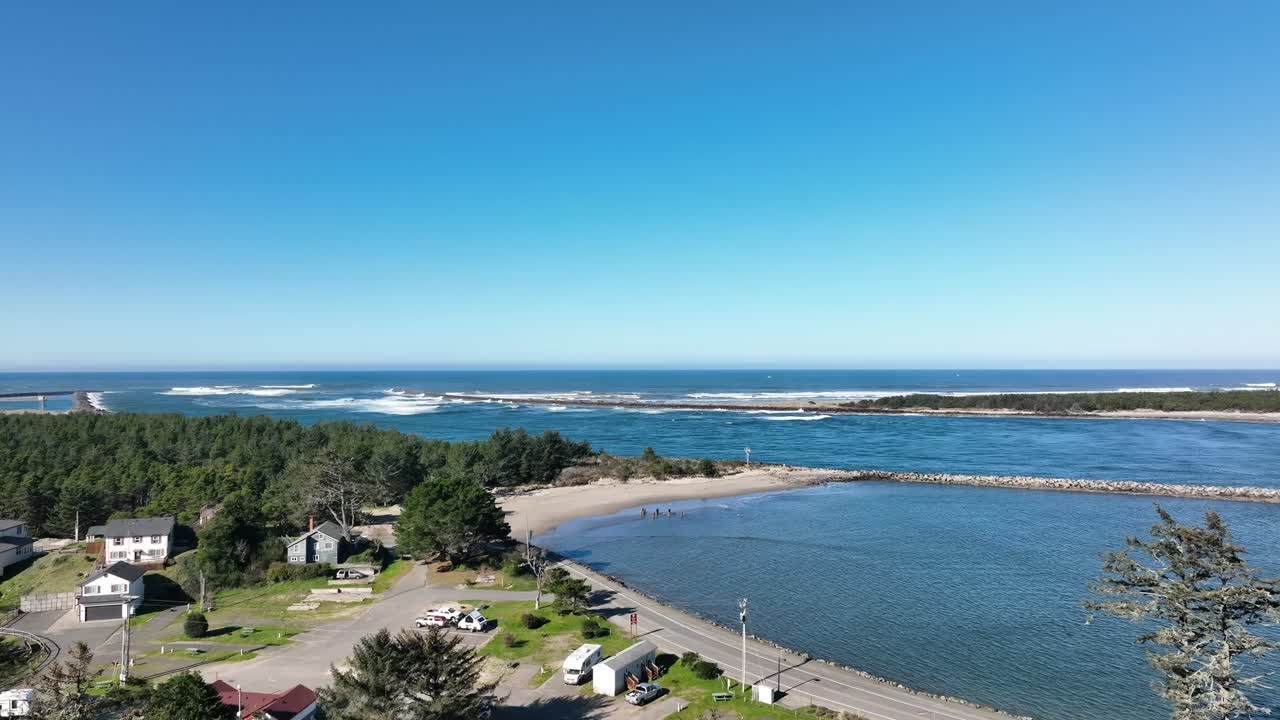 Winchester Bay, Oregon, from a property overlooking this beautiful bay, shot with a Mavic 3 drone.