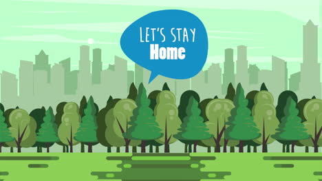 stay at home campaign with forest scene