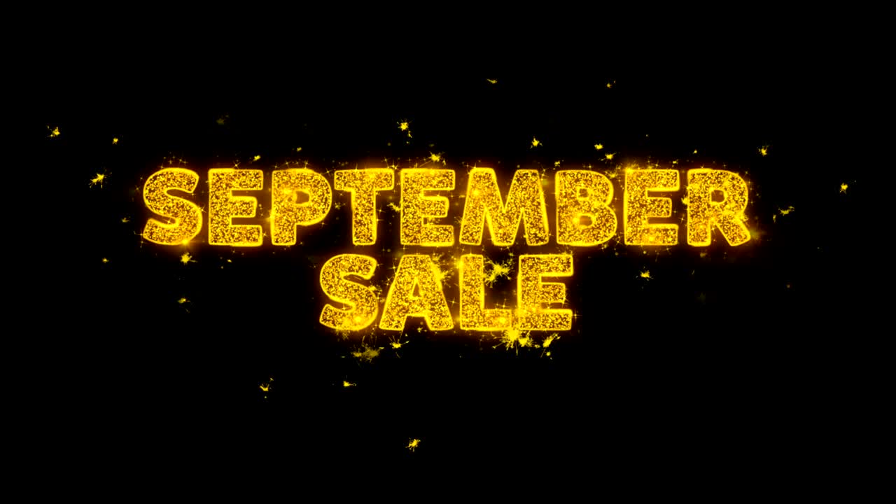 9월 판매 텍스트는 검은 바탕에 입자를 불꽃으로 만니다.