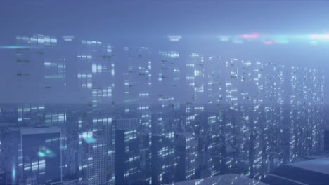 animación del paisaje urbano con rastros de luz que parpadean en la superficie.