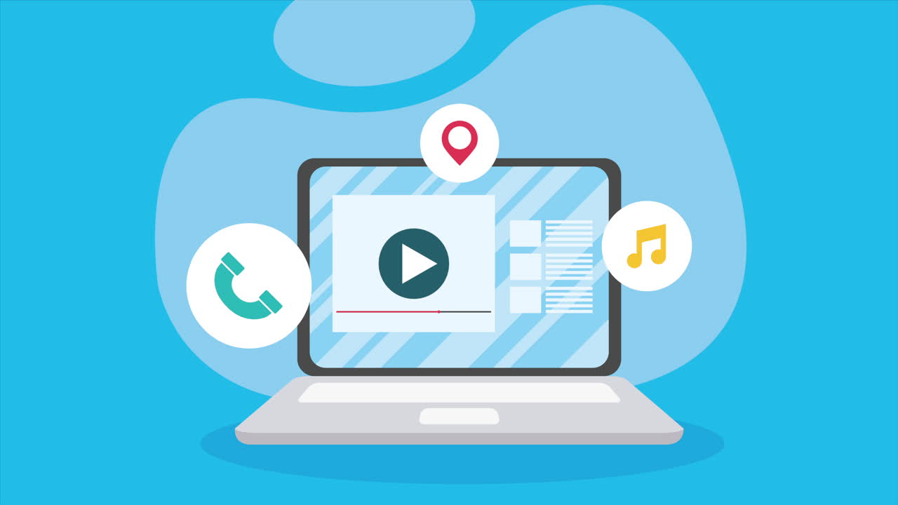 노트북 컴퓨터, 휴대용 장치, 기술 애니메이션