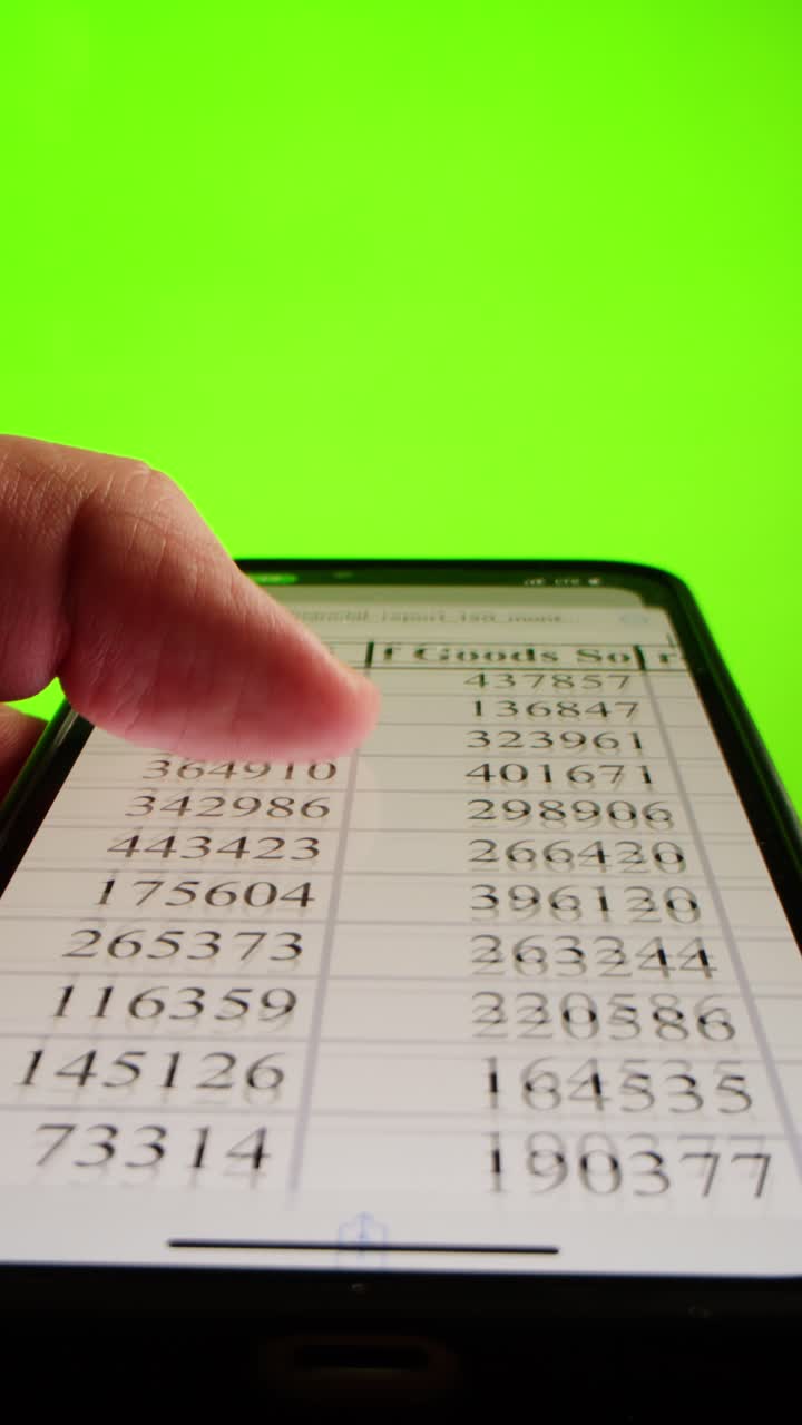 Person's Hand Scrolling Financial Report on Smartphone