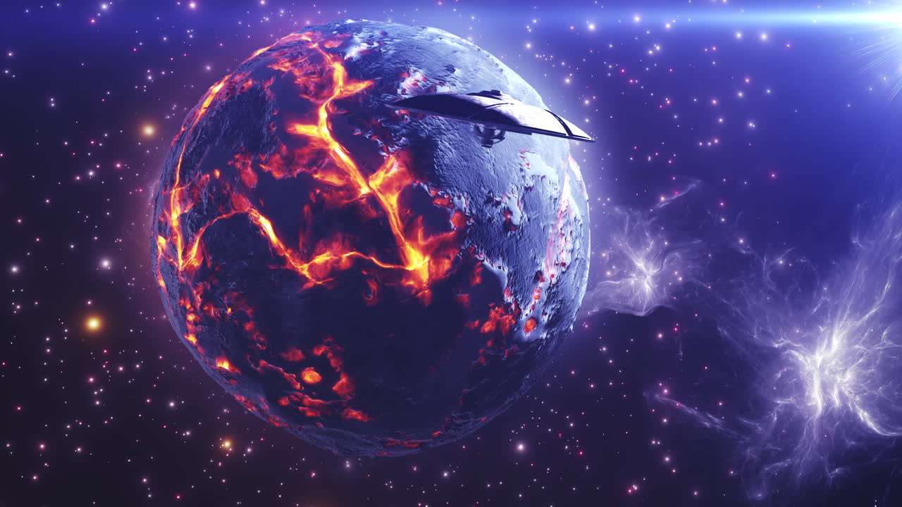 Volcanic Planet with UFO