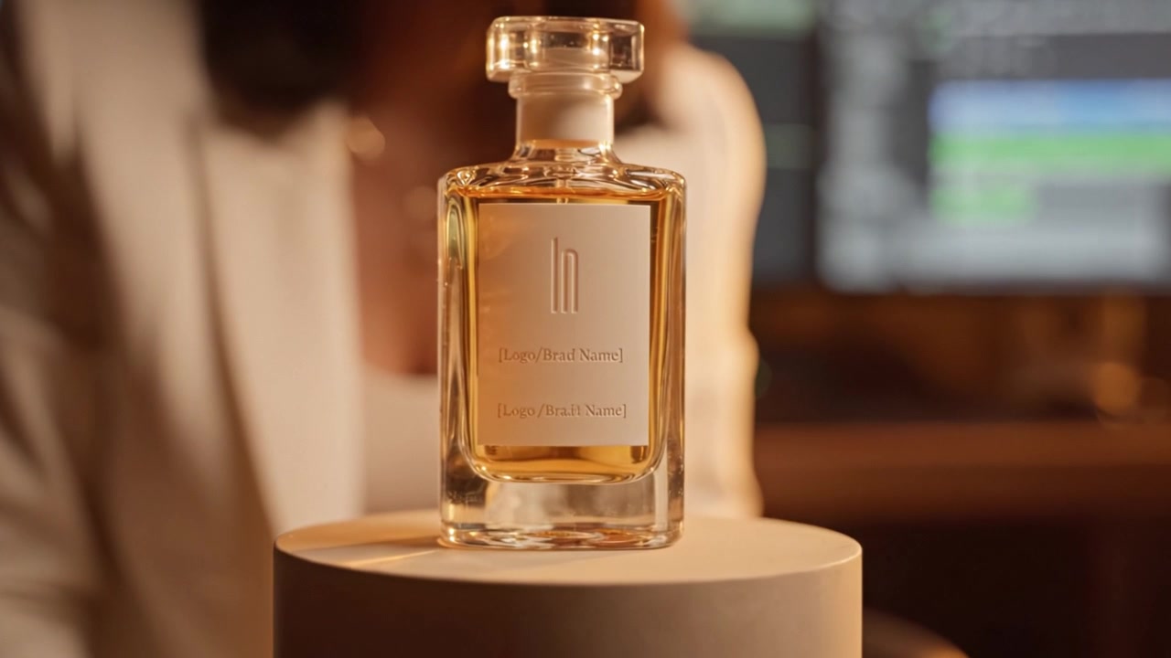 Momenti accattivanti nella creazione di fragranze: un'essenza imbottigliata di lusso ed eleganza, che mette in mostra l'arte dell'artigianato del profumo e una presentazione sofisticata.