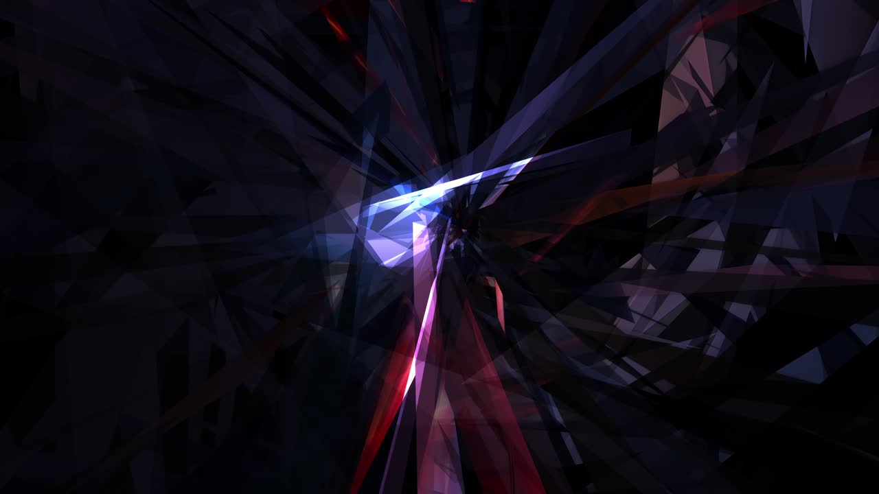 loop abstracto azul oscuro rojo caos fibra triangular moviéndose en animación de túnel de malla. loop sin costuras túnel futurista concepto de arte de animación 3d para videos musicales, clubes nocturnos, pantallas led, espectáculo de proyección