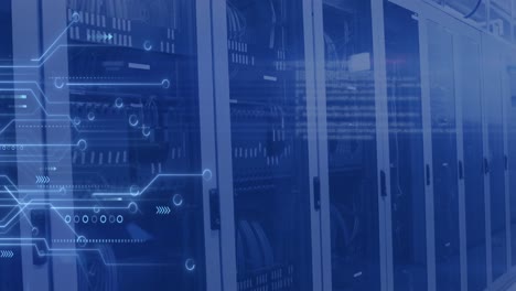 animation of data processing over servers and computer circuit board