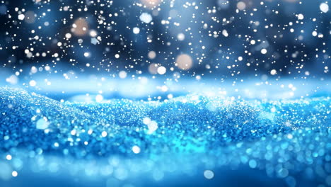 a blue sky with snow falling on it. the snow is falling in a gentle manner, creating a peaceful and serene atmosphere