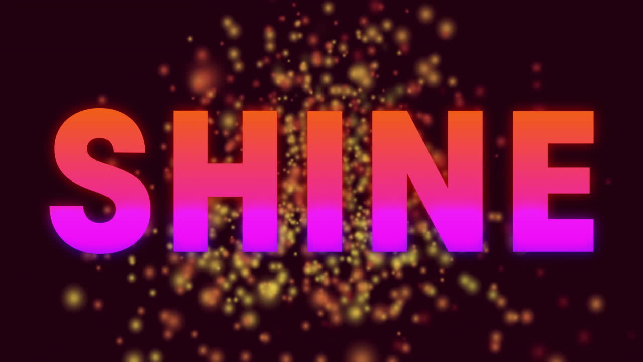 어두운 배경에서 반이는 입자 위에 빛나는 텍스트 애니메이션